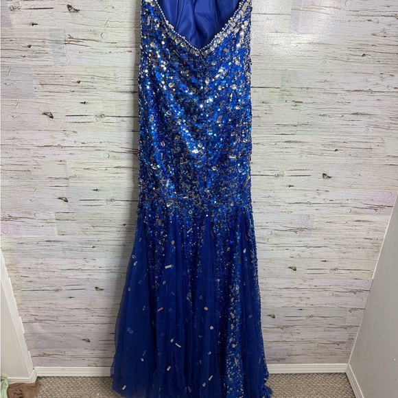 Hebeos Prom Dress blue sequin strapless size medium tulle silver - Picture 7 of 7